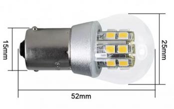 AMPOULE DE SIGNALISATION LED 6 À 12 V, 360° BLANC PUR, P21w, BA15s