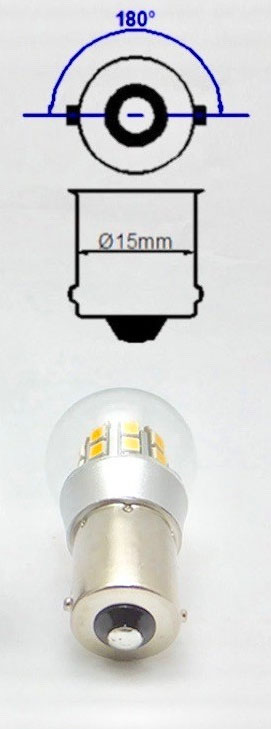 AMPOULE LED AUTO CLIGNOTANTE 12 V, ORANGE, P21w, BA15s - Matthys