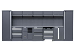 HEAVY DUTY GARAGE STATION WITH WORKTOP WITH STAINLESS STEEL FINISH MODULE-35 - SERIE LEMANS