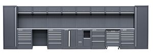 HEAVY DUTY WERKSTATT SCHRANKSYSTEM MIT ARBEITSPLATTE MIT EDELSTAHLBESCHICHTUNG MODULE-365 - SERIE LEMANS