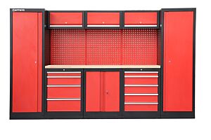 GARAGE STORAGE WORKSTATION WITH RUBBERWOOD WORKTOP COMBI-02 - SERIE IMOLA