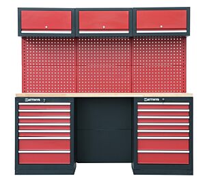 GARAGE STORAGE WORKSTATION WITH RUBBERWOOD WORKTOP COMBI-06 - SERIE IMOLA