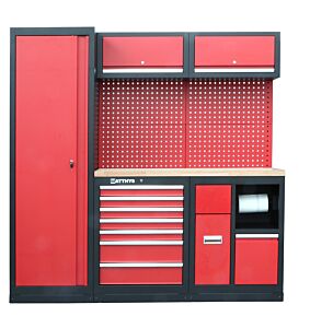 GARAGE STORAGE WORKSTATION WITH RUBBERWOOD WORKTOP COMBI-05 - SERIE IMOLA