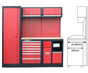 GARAGE STORAGE WORKSTATION WITH EXTRA DEEP RUBBERWOOD WORKTOP COMBI-05 - SERIE IMOLA