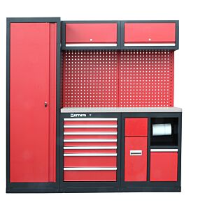 GARAGE STORAGE WORKSTATION WITH WORKTOP WITH STAINLESS STEEL FINISH COMBI-05 - SERIE IMOLA