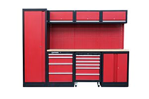 GARAGE STORAGE WORKSTATION WITH RUBBERWOOD WORKTOP COMBI-03 - SERIE IMOLA