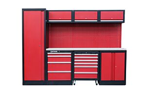 GARAGE STORAGE WORKSTATION WITH WORKTOP WITH STAINLESS STEEL FINISH COMBI-03 - SERIE IMOLA