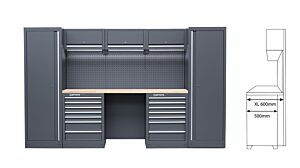 HEAVY DUTY GARAGE STATION WITH EXTRA DEEP RUBBERWOOD WORKTOP MODULE-06D - SERIE LEMANS