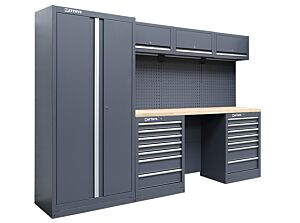 HEAVY DUTY GARAGE STATION WITH RUBBERWOOD WORKTOP MODULE-06DD - SERIE LEMANS