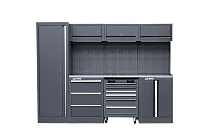 HEAVY DUTY GARAGE STATION  WITH WORKTOP WITH STAINLESS STEEL FINISH - MODULE 03 - SERIE LEMANS