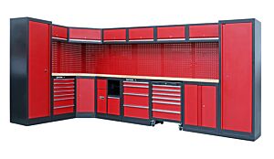 GARAGE STORAGE WORKSTATION WITH RUBBERWOOD WORKTOP COMBI-34 - SERIE IMOLA