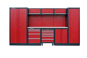 GARAGE STORAGE WORKSTATION WITH WORKTOP WITH STAINLESS STEEL FINISH COMBI-3DD - SERIE IMOLA