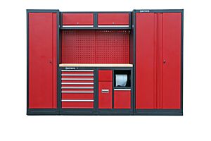 GARAGE STORAGE WORKSTATION WITH RUBBERWOOD WORKTOP COMBI-5DD - SERIE IMOLA