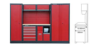 GARAGE STORAGE WORKSTATION WITH RUBBERWOOD WORKTOP EXTRA DEEP COMBI-5DD - SERIE IMOLA