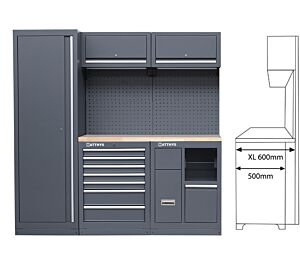 MOBILIARIO PARA TALLERES PESADO - ENCIMERA DE TRABAJO DE RUBBERWOOD EXTRA PROFUNDA - MÓDULO-05 - SERIE LEMANS