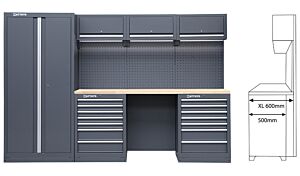 HEAVY DUTY GARAGE STATION WITH EXTRA DEEP RUBBERWOOD WORKTOP MODULE-06DD - SERIE LEMANS