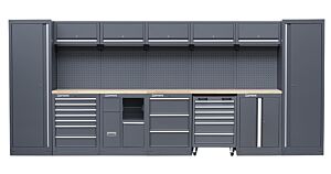 HEAVY DUTY WERKSTATT SCHRANKSYSTEM MIT RUBBERWOOD ARBEITSPLATTE MODULE-35 - SERIE LEMANS