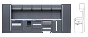 HEAVY DUTY GARAGE STATION WITH EXTRA DEEP RUBBERWOOD WORKTOP MODULE-35 - SERIE LEMANS