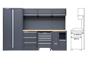 HEAVY DUTY WERKSTATT SCHRANKSYSTEM MIT EXTRA TIEFER RUBBERWOOD ARBEITSPLATTE MODULE-03DD - SERIE LEMANS