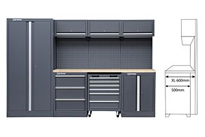 HEAVY DUTY WERKSTATT SCHRANKSYSTEM MIT EXTRA TIEFER RUBBERWOOD ARBEITSPLATTE MODULE-03DD - SERIE LEMANS